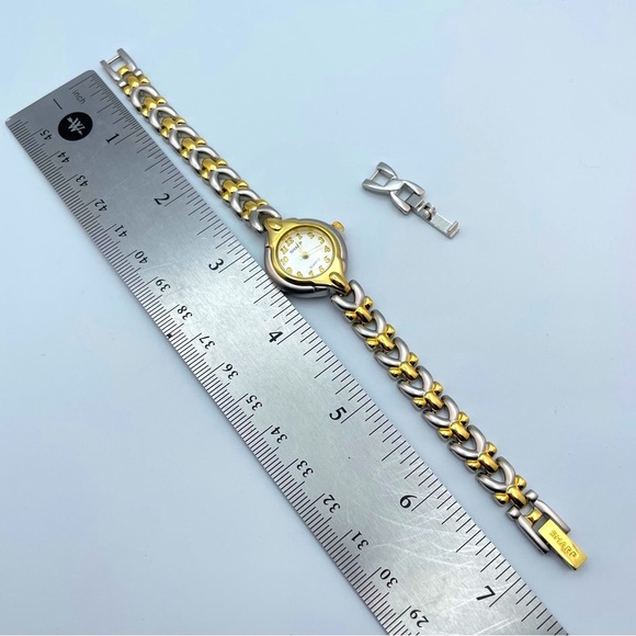 Sharp Two Tone Quartz Watch Gold Silver Tone Link Bracelet NWOT - Picture 3 of 9